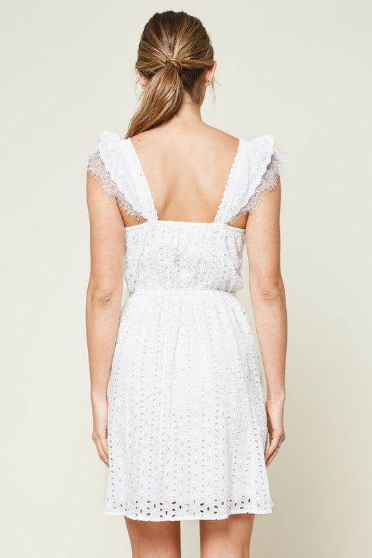Ruffle Eyelet Short Dress
