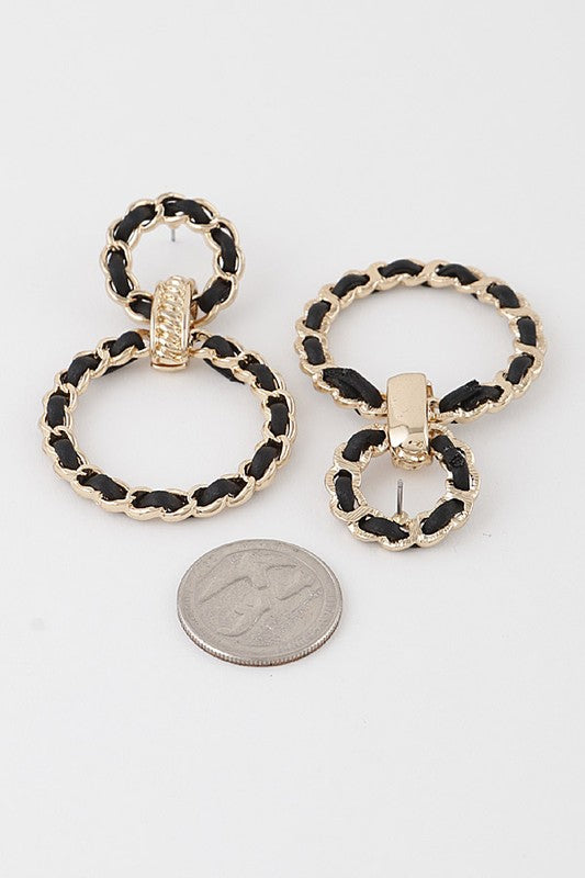 Weaved Double Stud and Drop Circle Earrings