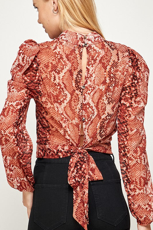 Snake Print Long Sleeve Top