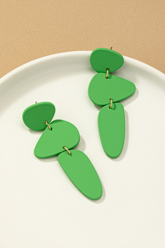 Geo Shape Drop Earrings With Color Coatings (Pick Color)