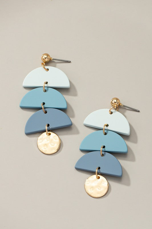 Color Coated Triple Half Circle Drop Earrings