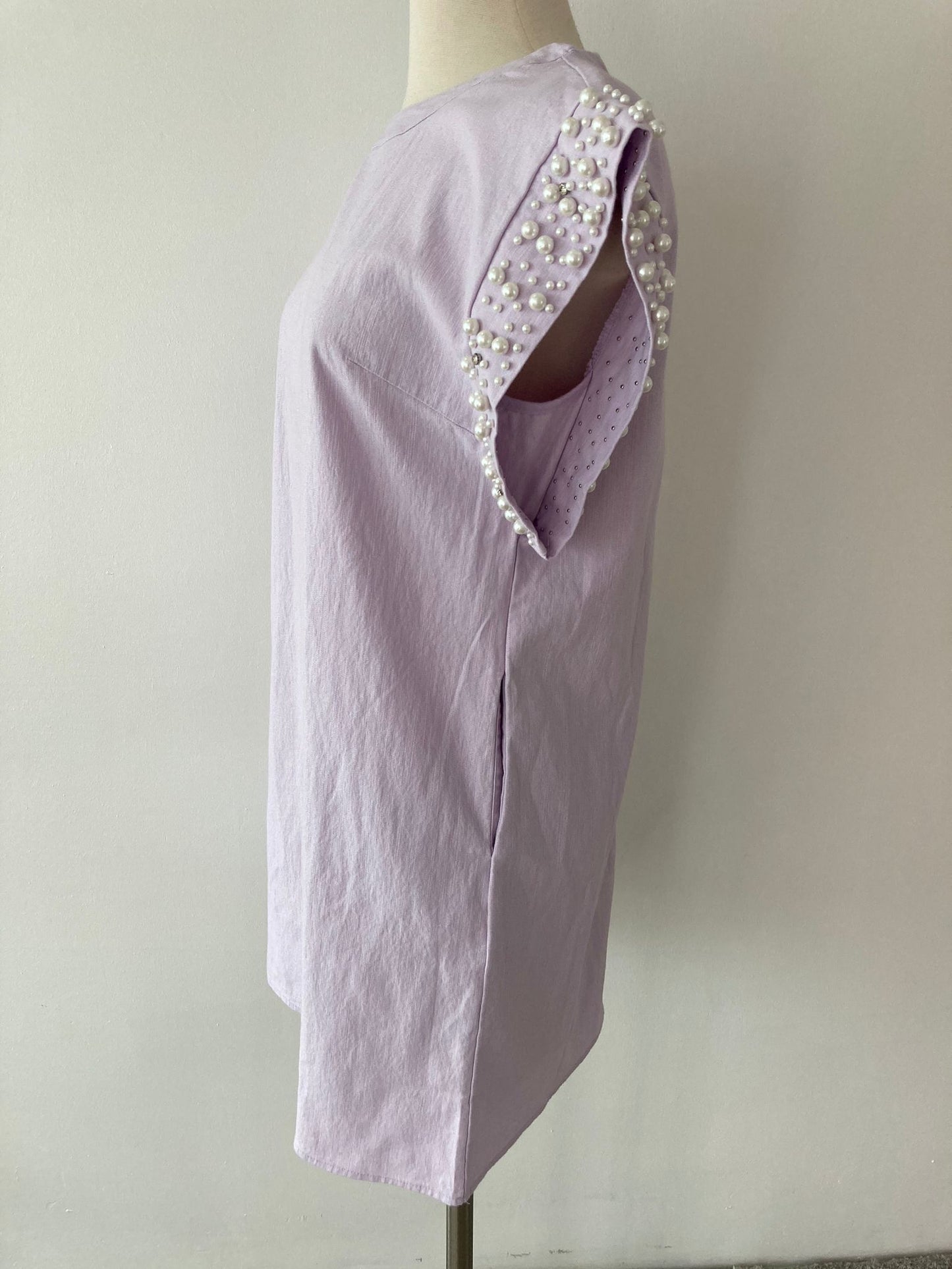 Solid Dress With Pearl Trim