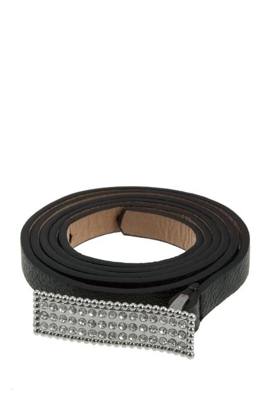 Rectangular Rhinestone Buckle Skinny