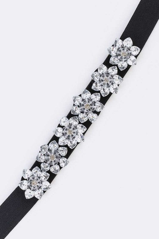 Clear Crystal Blossom Stretch Belt