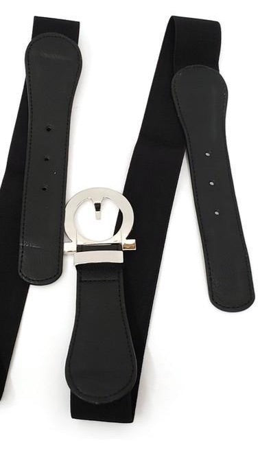 Black Western 80's Mod Classy Metal Hook Elastic Belt