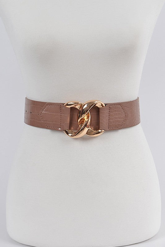 Faux Croc Leather Waist Belt