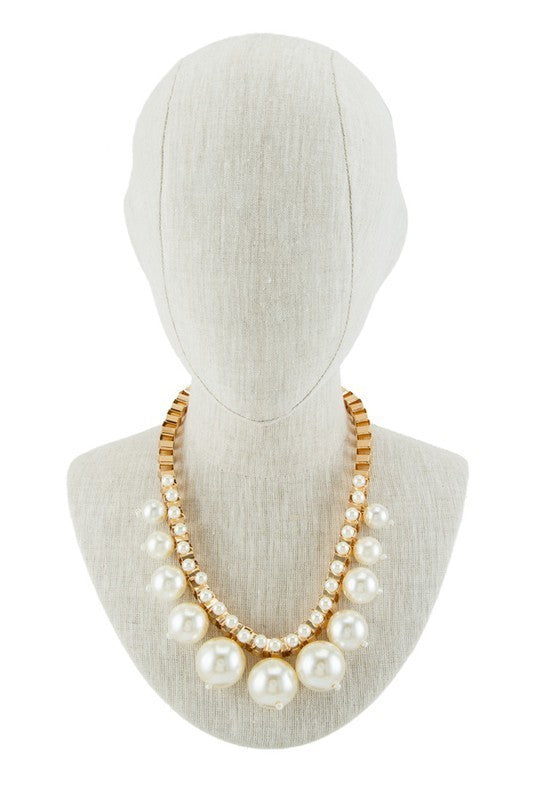 Pearl Ball Decorated Chain Linked Necklace