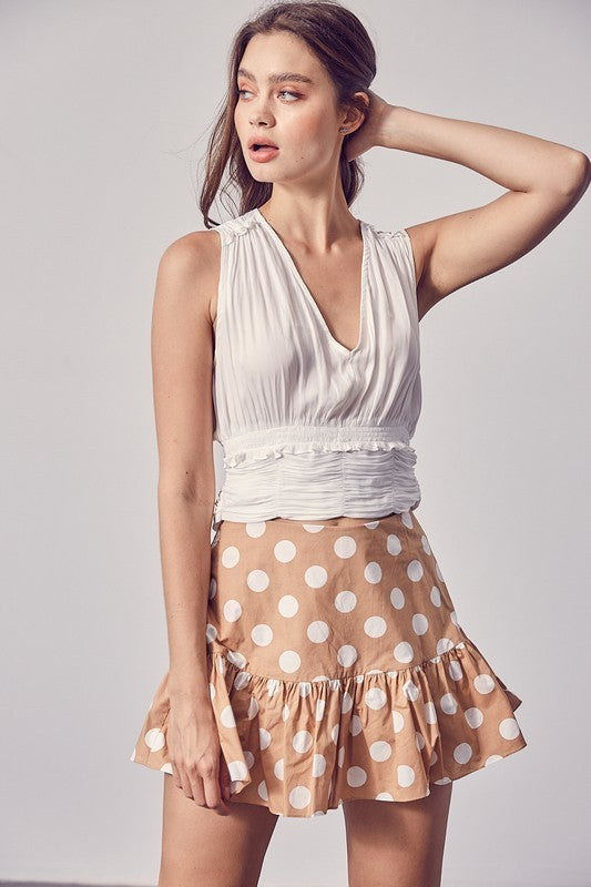 V- Neck Back Tie Crop Top