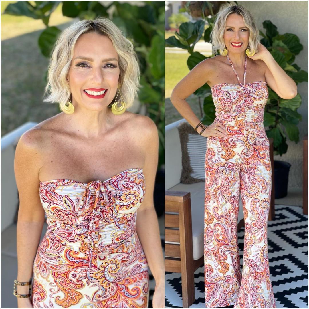 Paisley Print Ruched Jumpsuit