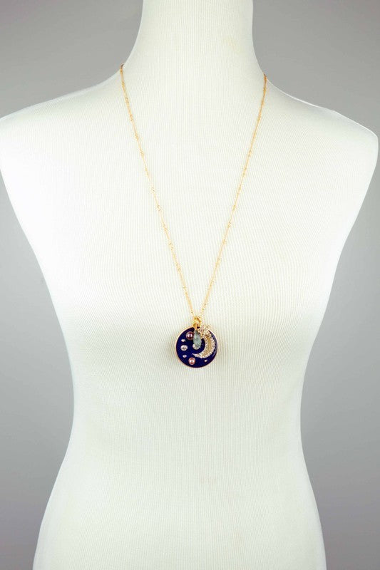 Moon and Star Pendant Neckalce