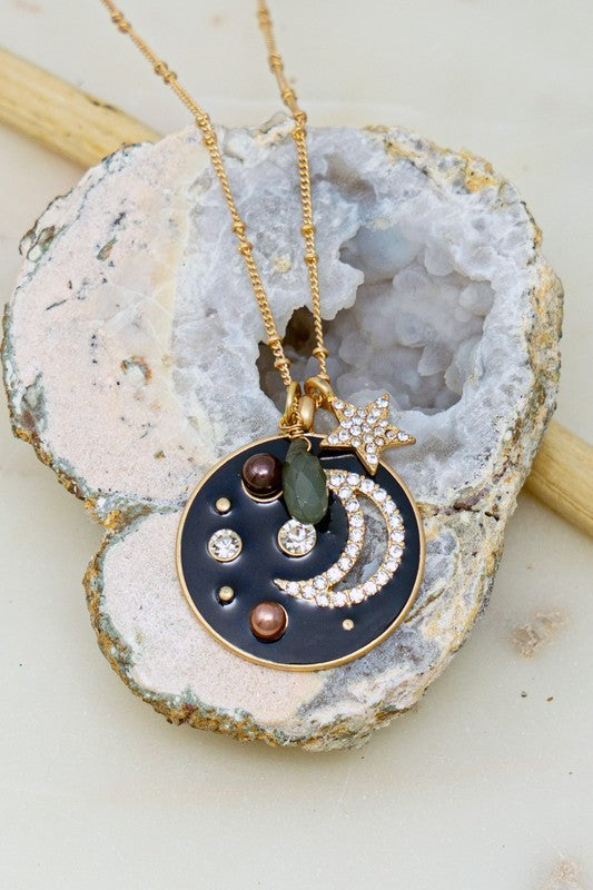 Moon and Star Pendant Neckalce