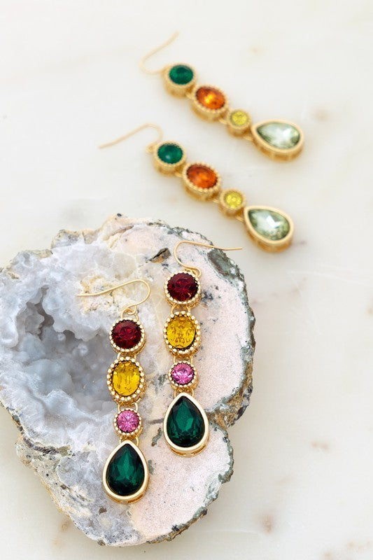 Gem Stone Linear Earrings