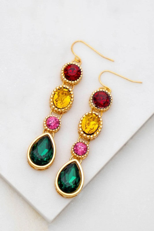 Gem Stone Linear Earrings