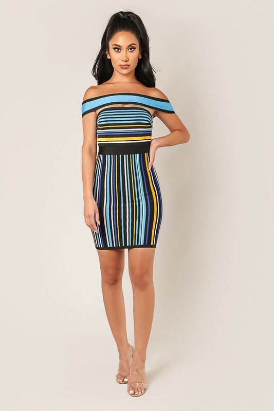 Off Shoulder Bandage Short Dress