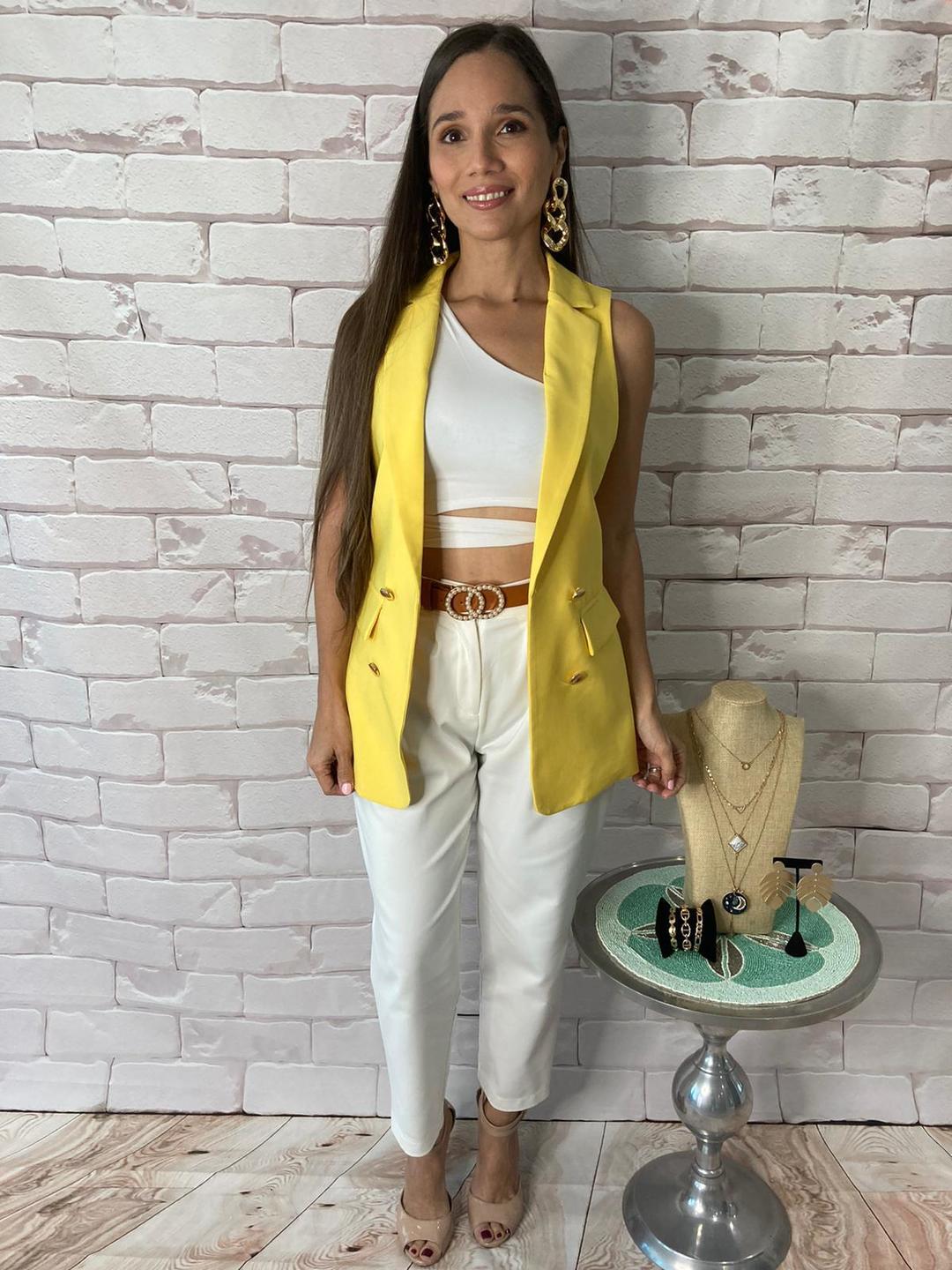 Gold Buttons Blazer Vest