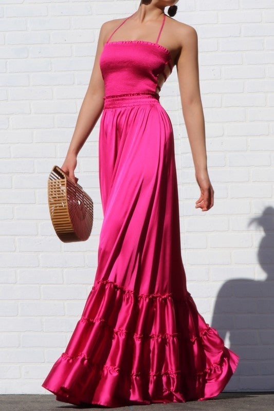 Halter Smocked Top Maxi Dress