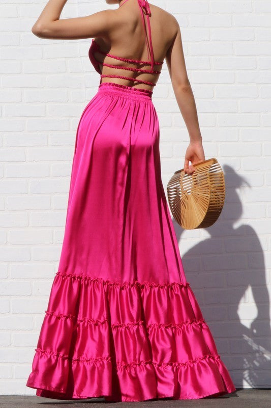 Halter Smocked Top Maxi Dress
