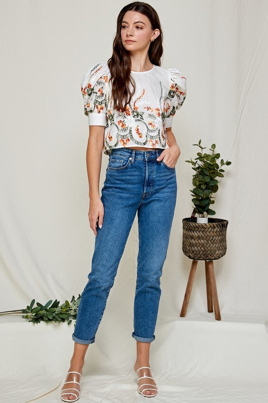 Floral Embroidery Top