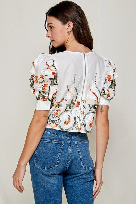 Floral Embroidery Top