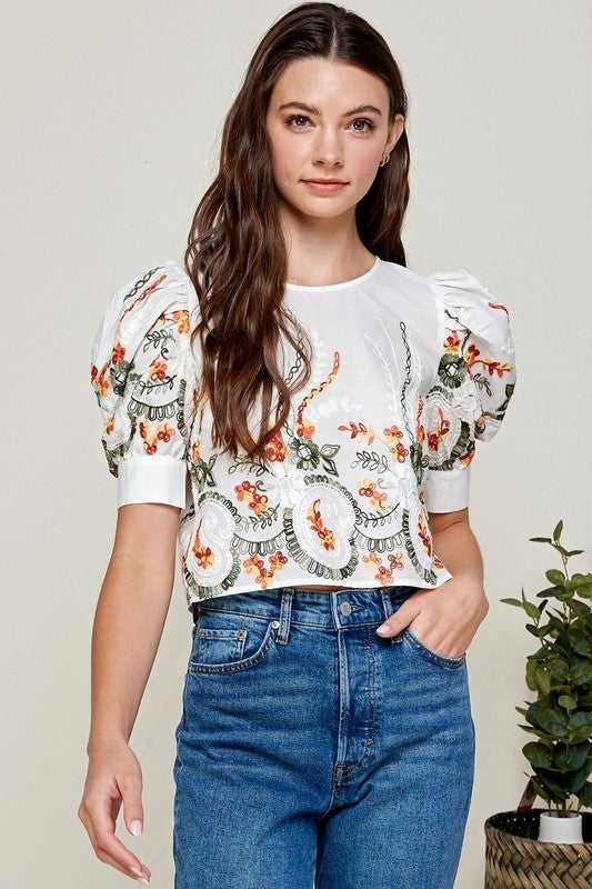 Floral Embroidery Top