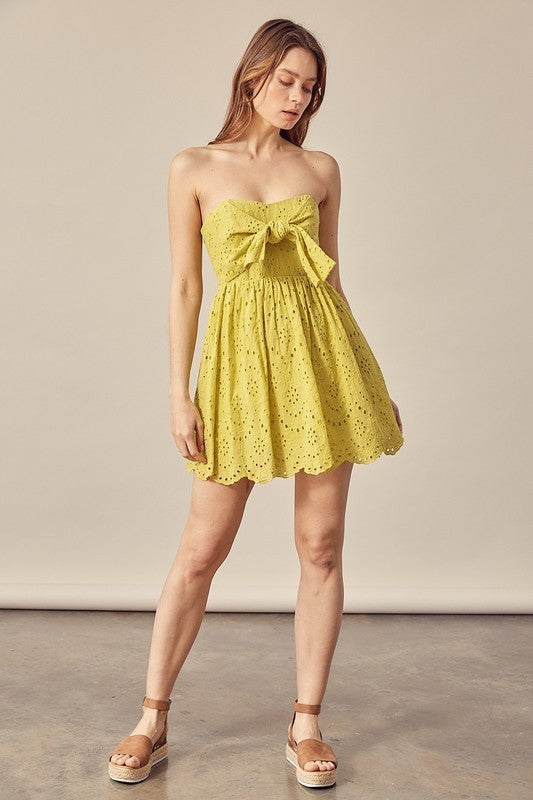 Eyelet Strapless Short Dress