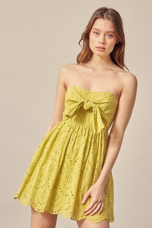 Eyelet Strapless Short Dress