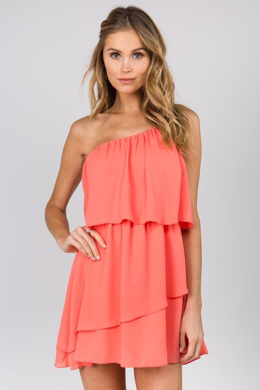 One Shoulder Mini Short Dress