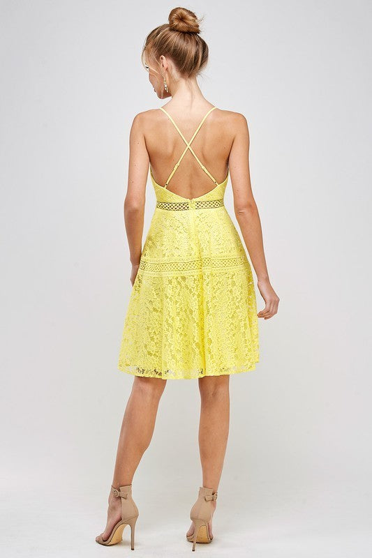 Sleeveless Lace Short Dress