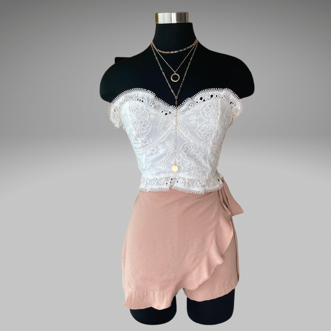 Cascade Ruffle Edge Tie Waist Skirt
