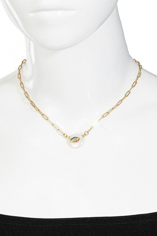 Round Pearl Eye Pendant Necklace