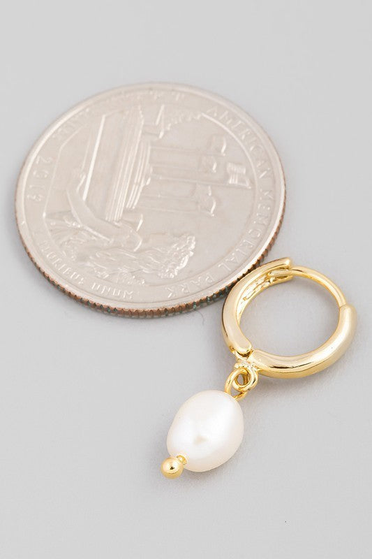 Pearl Drop Huggie Earrings
