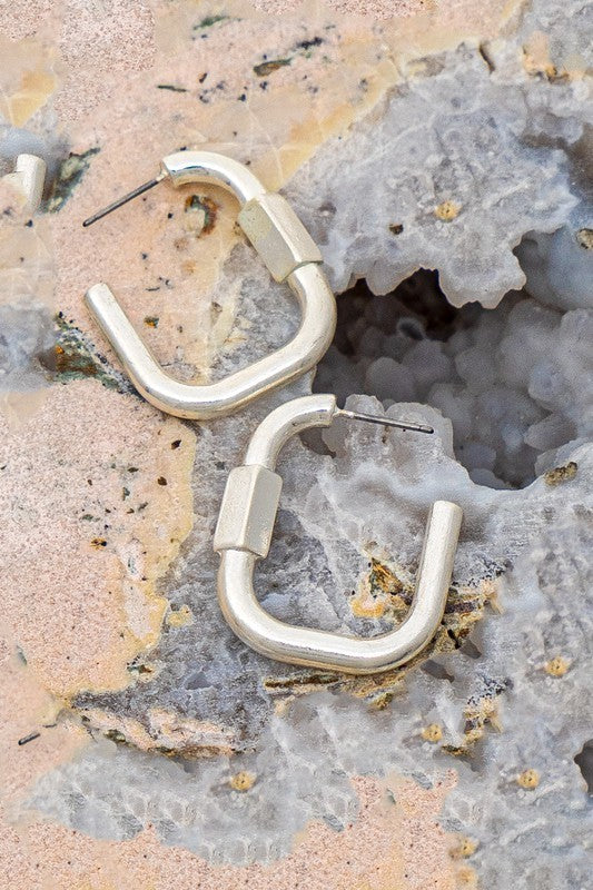 Carabiner Shape Hoop Earrings (Pick Color)