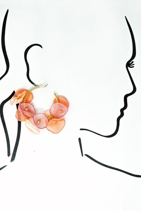 Fabric Flower Hoops Earrings
