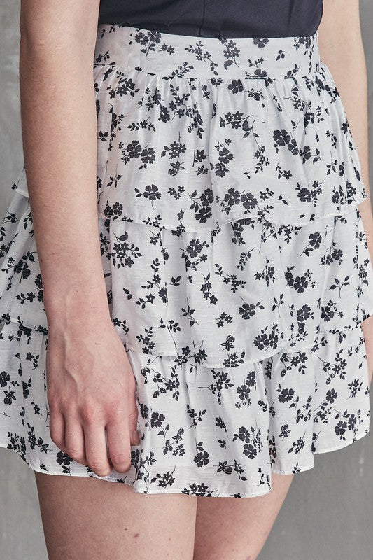 Floral Layered Mini Skirt
