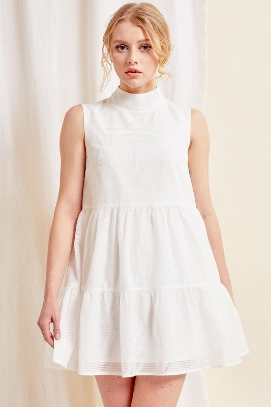 Mock Neck Sleeveless Short Dress