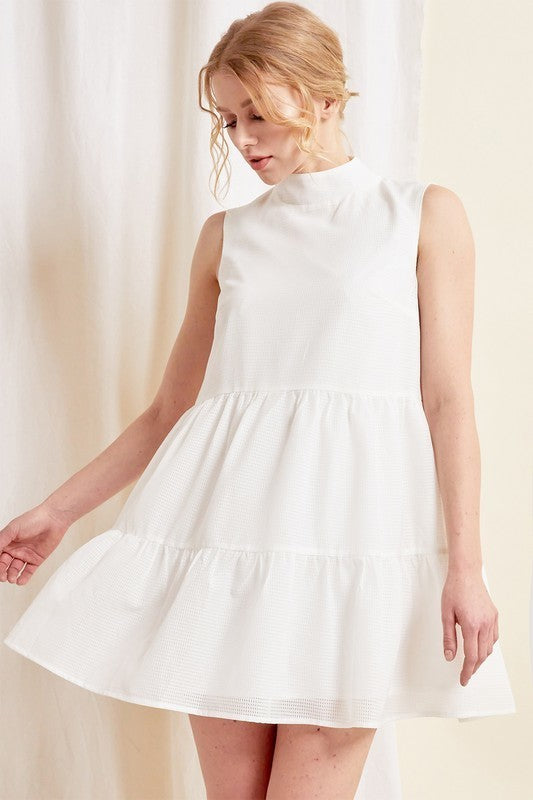 Mock Neck Sleeveless Short Dress