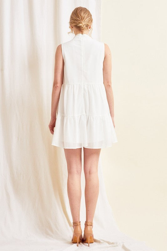 Mock Neck Sleeveless Short Dress
