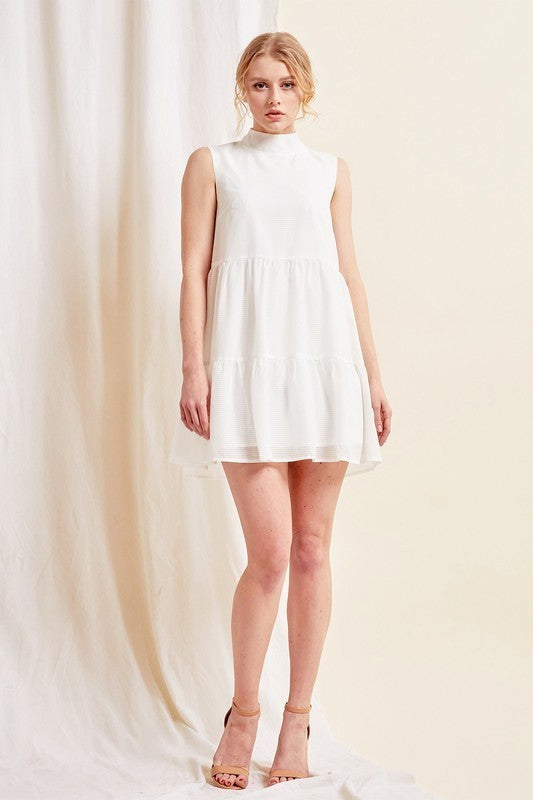 Mock Neck Sleeveless Short Dress