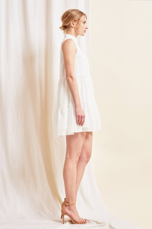 Mock Neck Sleeveless Short Dress