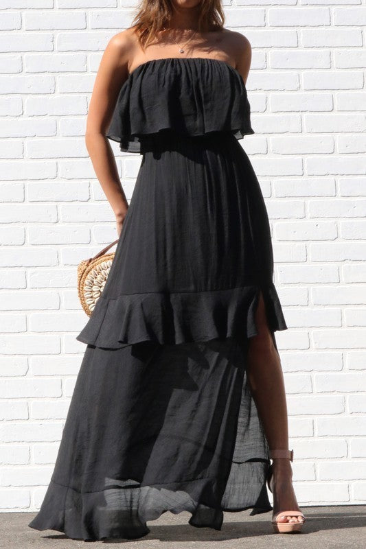 Ruffled Hem Woven Maxi Dress