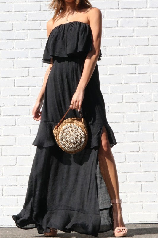 Ruffled Hem Woven Maxi Dress