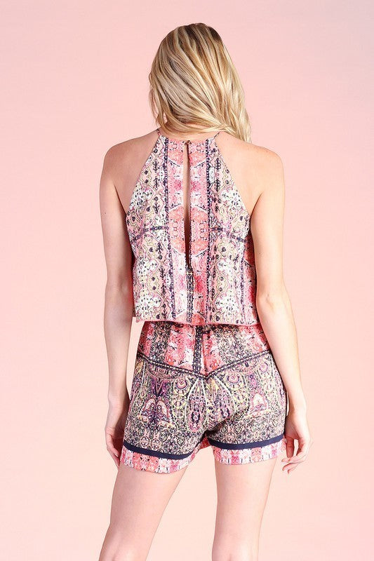 Kaleidoscope Paisley High Neck Romper