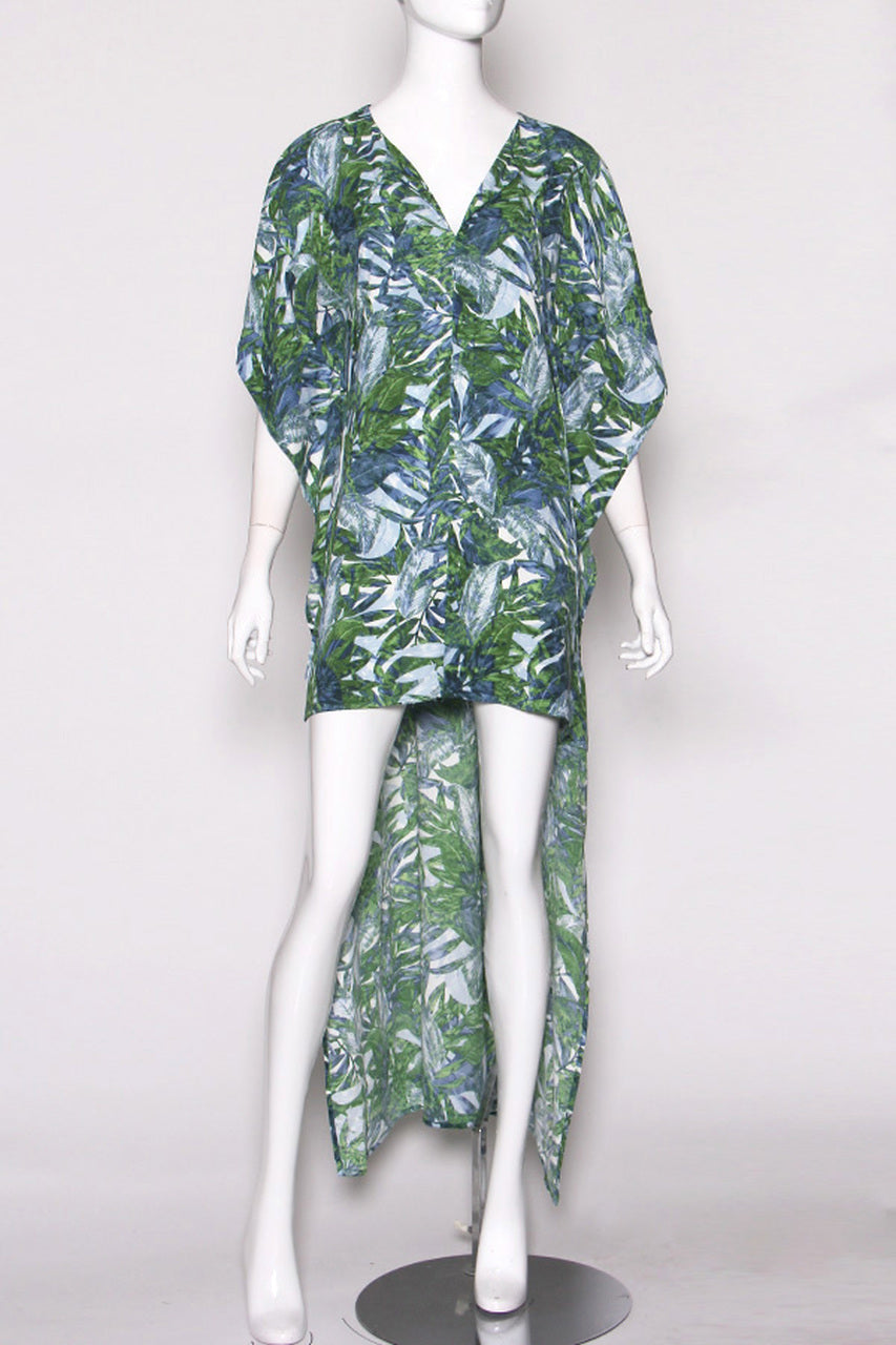 Jungle Leaf High Low Caftan Dress