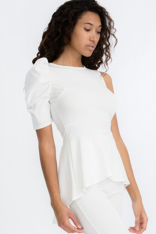 One Shoulder Peplum Top