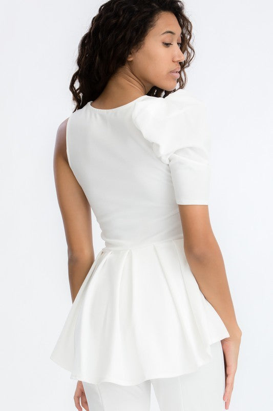 One Shoulder Peplum Top
