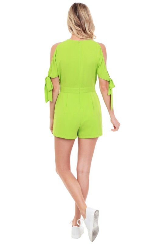 Cold Shoulder Tie Sleeve Romper