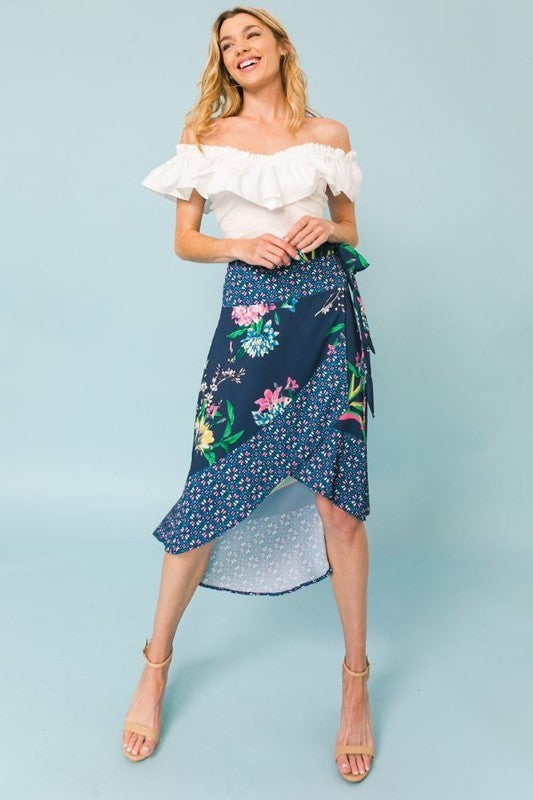 Floral Print SharkBite Skirt