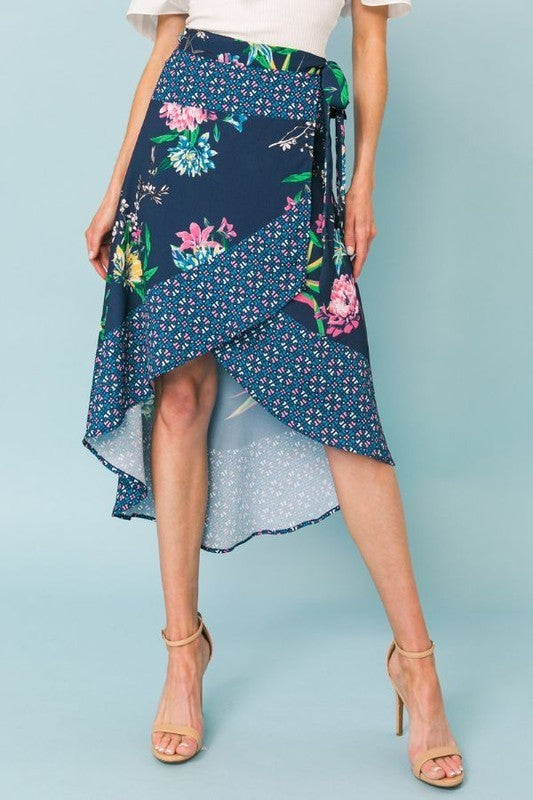 Floral Print SharkBite Skirt