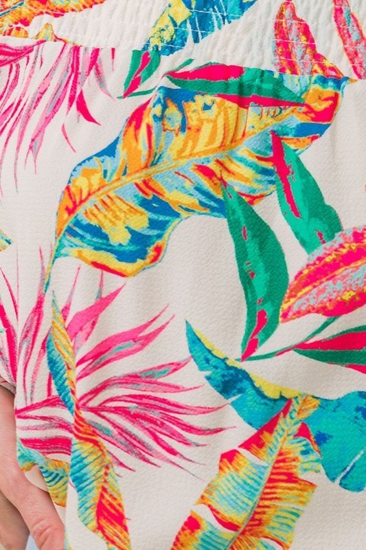 Tropical Print Off Shoulder Top