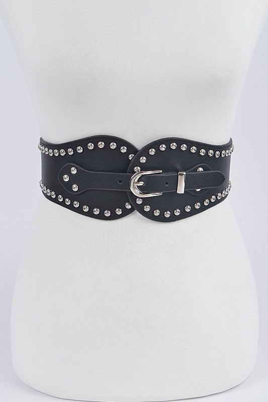 Studded Wide Stretch Belt (Pick Color)